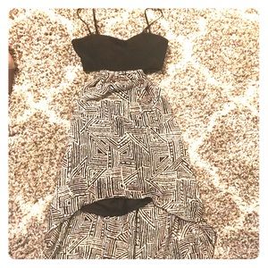 Black and white high-low dress